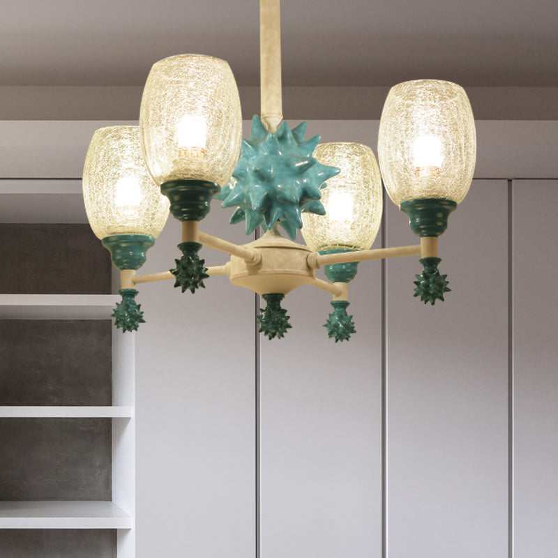 Ovaler Schatten Kronleuchter mit Seeigel Mediterraner Glas hängend Licht für Baby Schlafzimmer