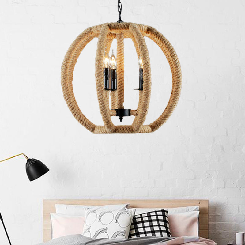 Lustre à 3 légers Chandelier industriel en corde beige industrielle pour salle à manger pour la salle à manger