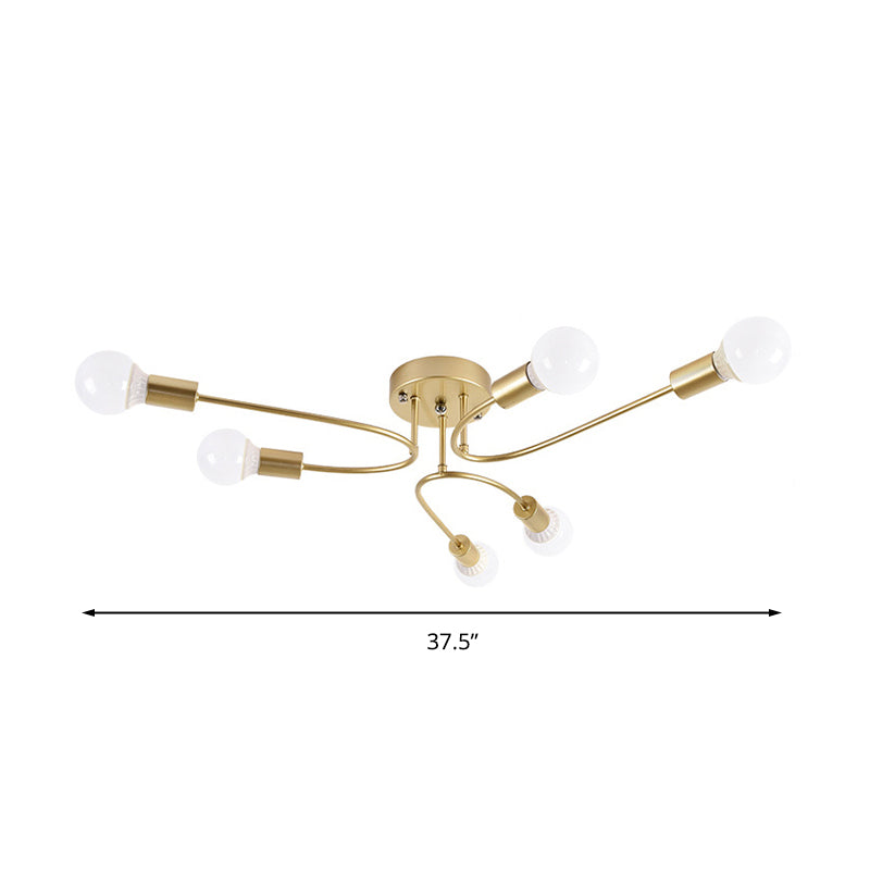 Starburst Semi Flush Mount Lighting Nordic Metal 6/8/10 Lights White/Gold/Black Ceiling Flush Light for Bedroom