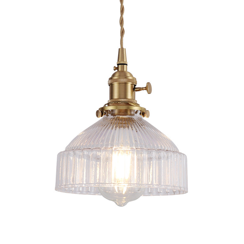 Schüssel Wohnzimmer Hängende Lichtkit Industrial Clear Rippas Glass 1 Light Messing Anhänger Beleuchtung