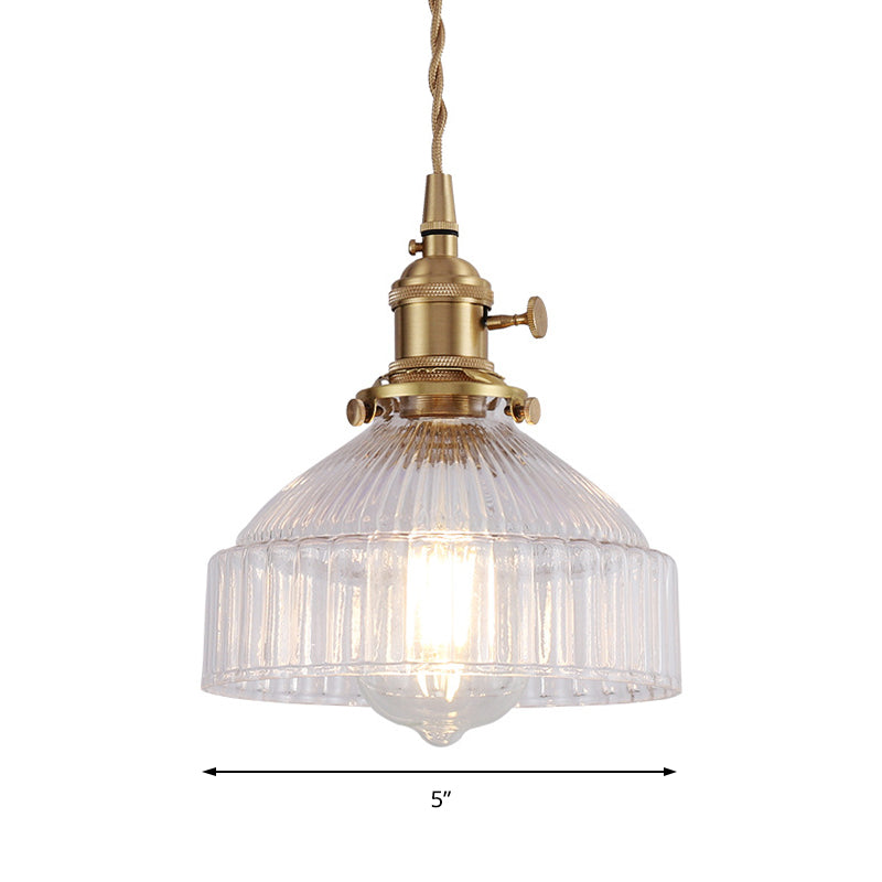 Schüssel Wohnzimmer Hängende Lichtkit Industrial Clear Rippas Glass 1 Light Messing Anhänger Beleuchtung
