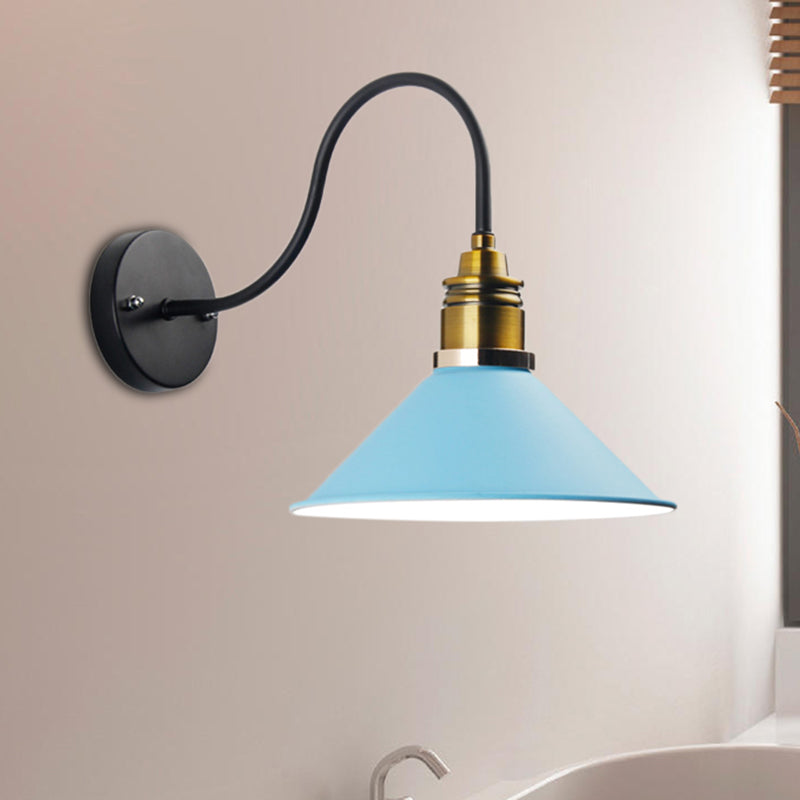 1 Licht anheizt Beleuchtung Industrial Metallkegel Bronze/Schwarz/weiße Hängelampe für Innenräume mit gebogenem Arm