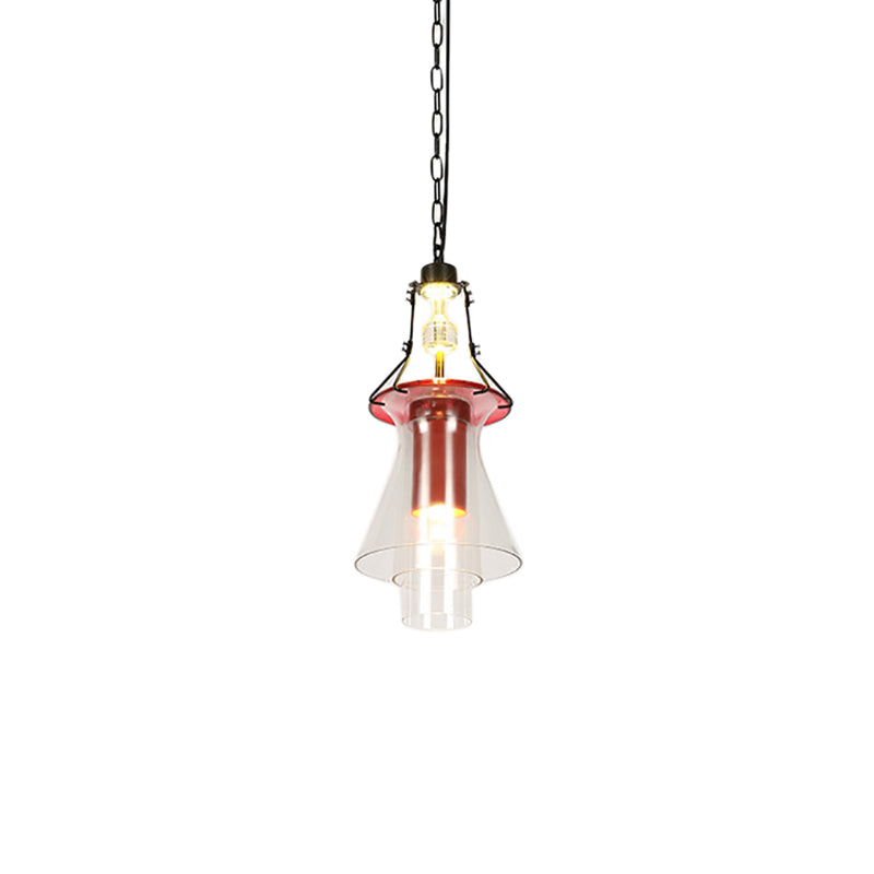 1 Libretto cilindro luminoso/cono Apparecchiatura per illuminazione a sospensione industriale vetro trasparente in vetro appeso al soffitto, 12 "/19.5"