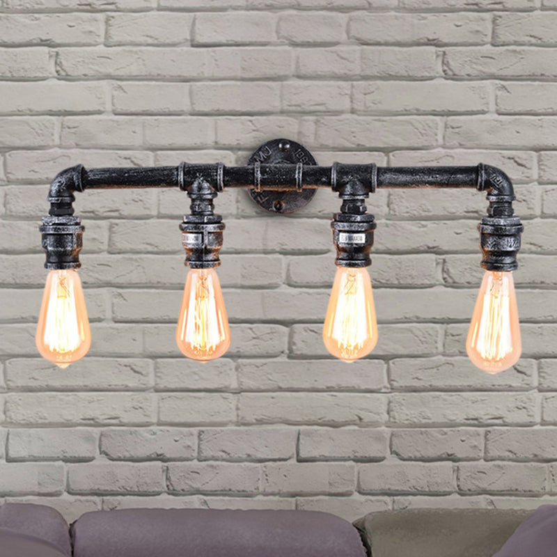 4-Bulb-bewaffnete Wandlampe Industrie antikes Silbermetallwandmontierlicht für Wohnzimmer