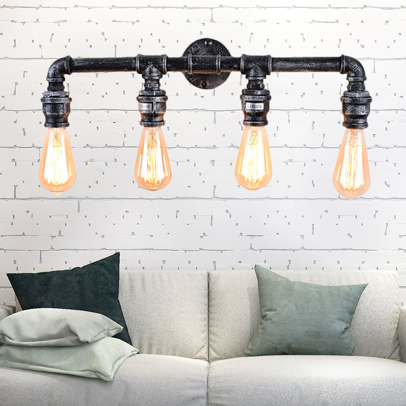 4-Bulb-bewaffnete Wandlampe Industrie antikes Silbermetallwandmontierlicht für Wohnzimmer