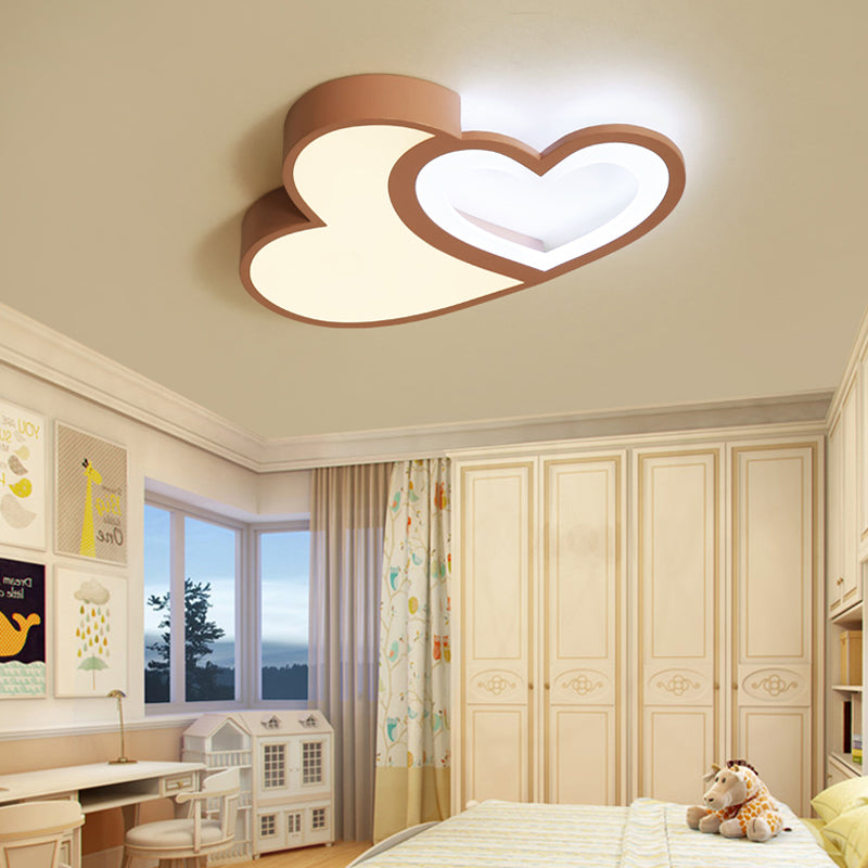 2-Loving Heart plafondmontage licht Macaron Loft acryl LED-plafondlamp voor de kleuterschool