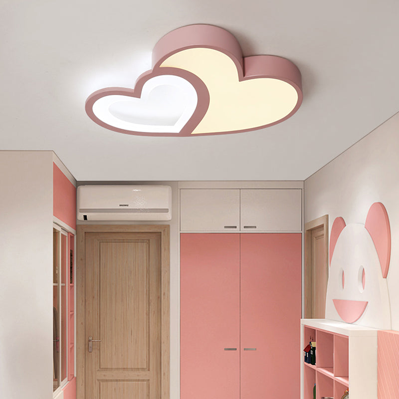 2-Loving Heart plafondmontage licht Macaron Loft acryl LED-plafondlamp voor de kleuterschool