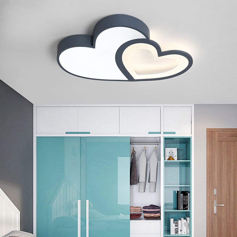 2-Loving Heart plafondmontage licht Macaron Loft acryl LED-plafondlamp voor de kleuterschool