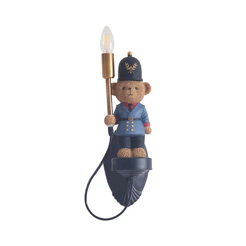Belle lumière murale à ours jouets avec résine de bougie 1 lumière d'applications bleu clair pour la maternelle