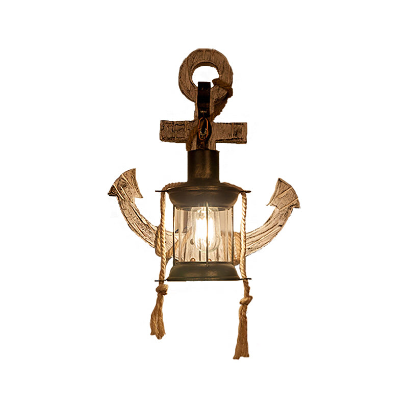Clear Glass Kerosene Sconce Lighting Rustic Style 1 Light Indoor Wall Mounted Lamp in Bronze