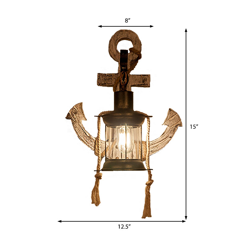 Clear Glass Kerosene Sconce Lighting Rustic Style 1 Light Indoor Wall Mounted Lamp in Bronze
