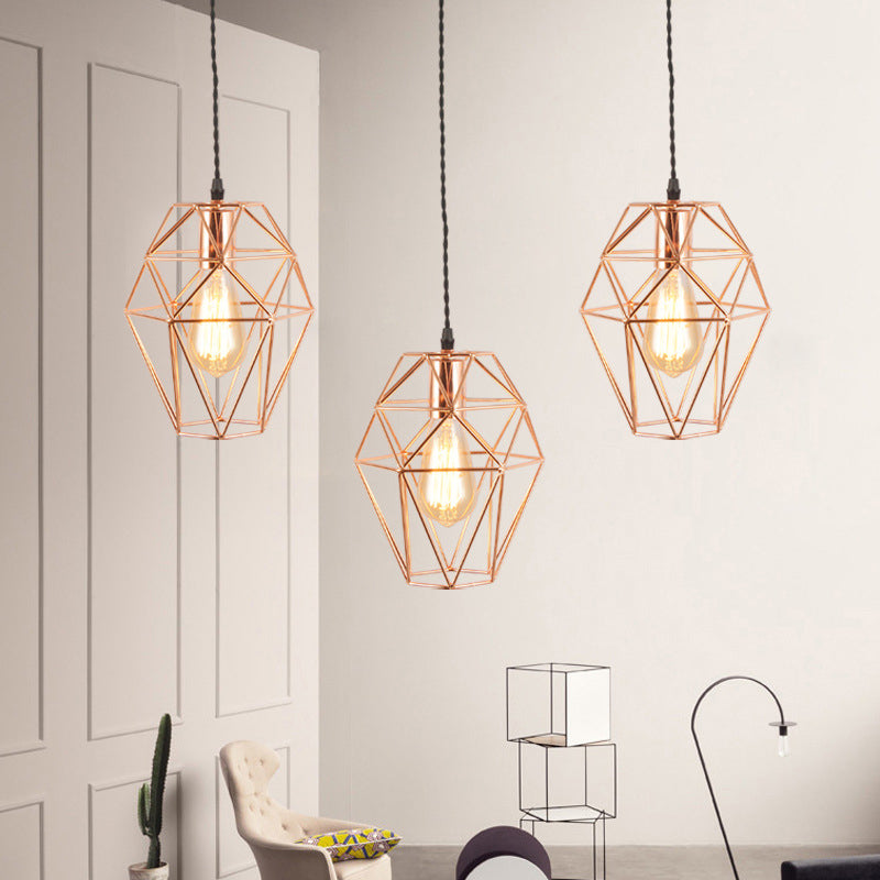 Luz colgante de forma geométrica de metal simplicidad de 1 luz de comedor de 1 luz lámpara colgante en oro rosa