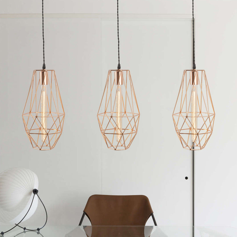 Metall geometrisch geformte hängende Lichteinfachheit 1-Licht-Esszimmer-Anhängerleuchte in Roségold