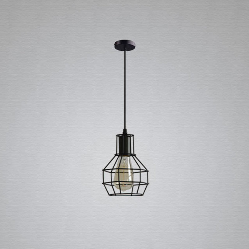 Cage de grenade noire Hanging Light Simplicity Fer 1 Bulbe Dining Room Pendant Lightture