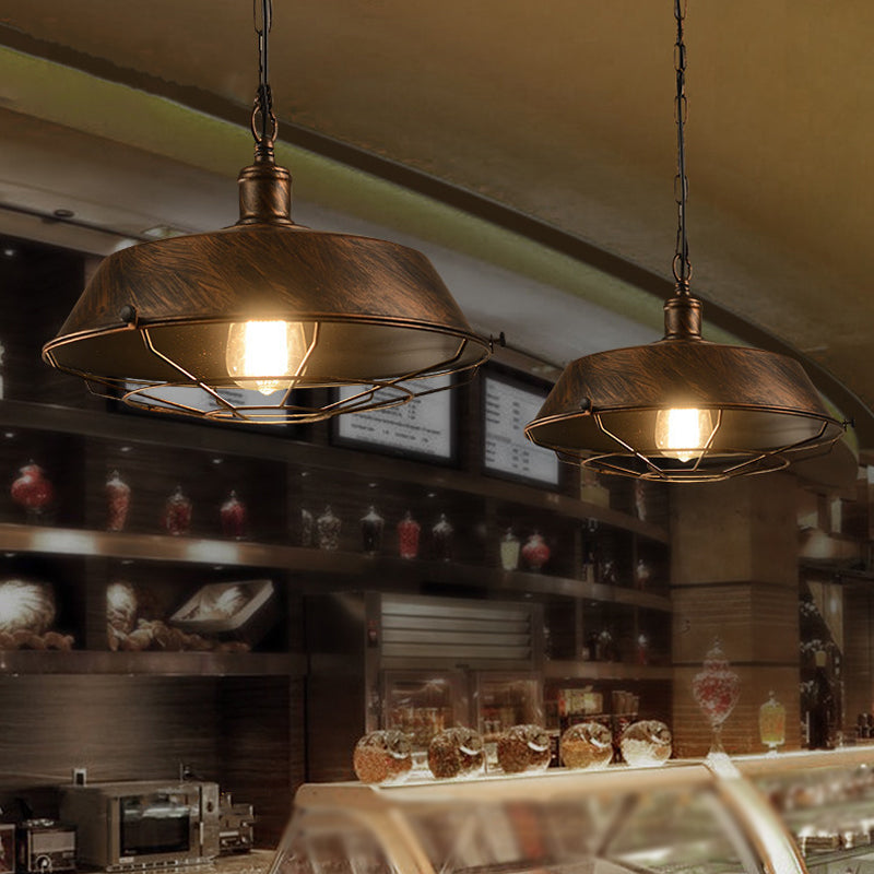 Vintage Pot Deckelformular Hanging Lampe Single-Bulb Iron Suspension Light für Restaurant