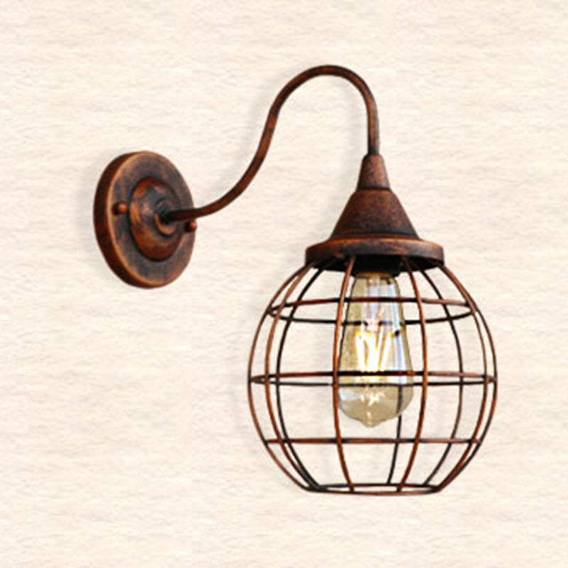 Antique Globe Cage Wall Mount Leuchte Ein-Bulb-Eisenwandleuchte für das Restaurant