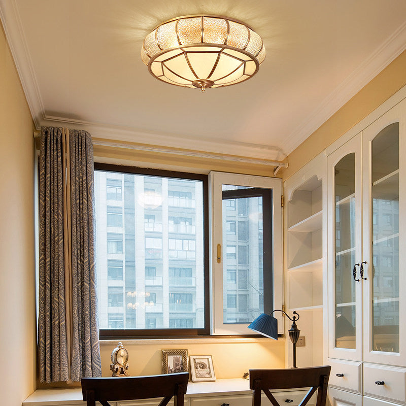 Donut Shaped Ripple Glass Flush Mount Lighting Classic Dining Room Flush Mount Fixture in Gold