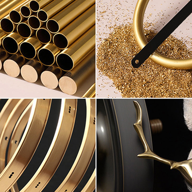 Donut Shaped Ripple Glass Flush Mount Lighting Classic Dining Room Flush Mount Fixture in Gold