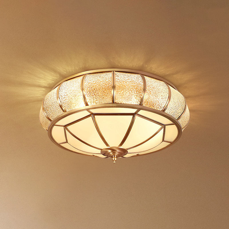 Donut Shaped Ripple Glass Flush Mount Lighting Classic Dining Room Flush Mount Fixture in Gold