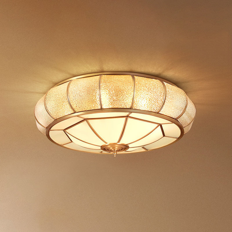 Donut Shaped Ripple Glass Flush Mount Lighting Classic Dining Room Flush Mount Fixture in Gold