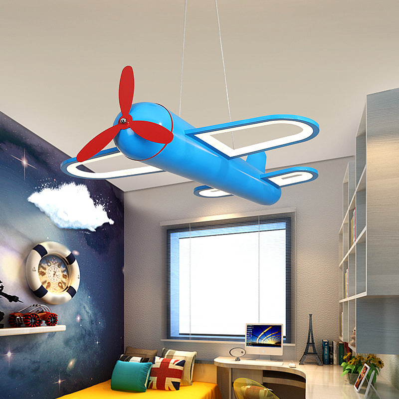 Einfachheit Flugzeug geformt Kronleuchter Anhänger Leichtes Acryl -Kinderraum -LED -Deckenlicht