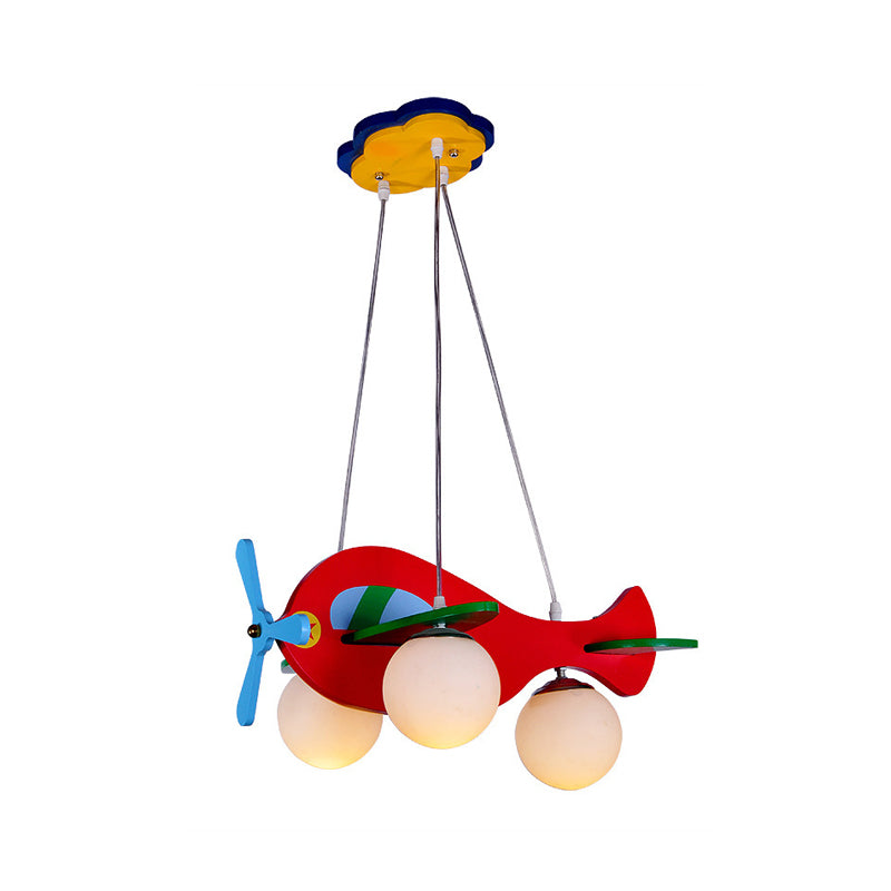 Accursista a forma di aeromobile Apparecchio Lucile Lumo moderno lampadario con tonalità in vetro crema