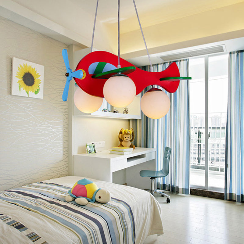 Accursista a forma di aeromobile Apparecchio Lucile Lumo moderno lampadario con tonalità in vetro crema