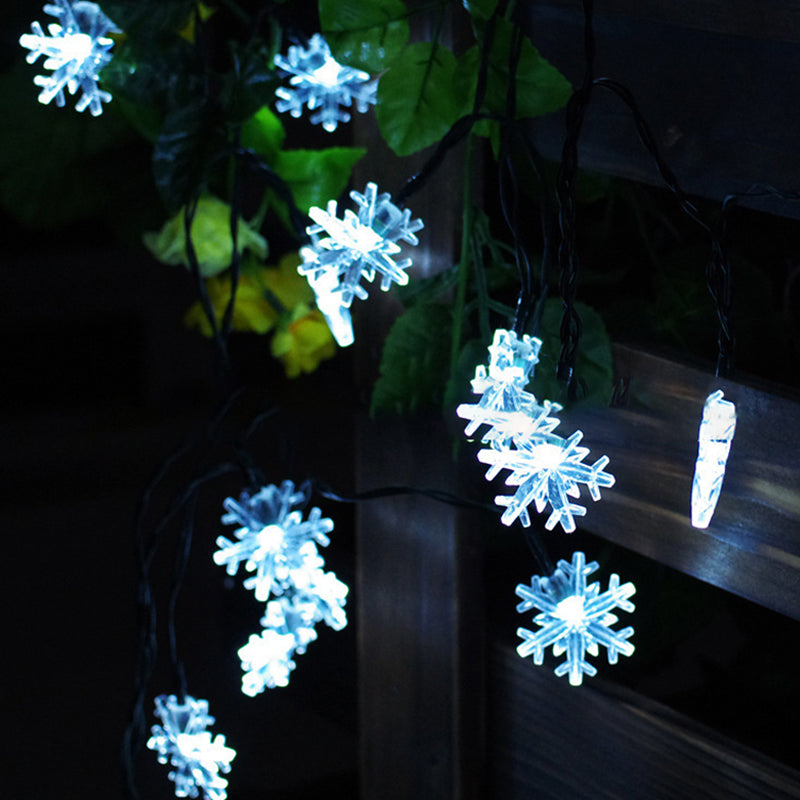 Snow Backyard Fairy Light Plastic 16.4ft 20 Bulbs Modern Solar LED Lighting in Black