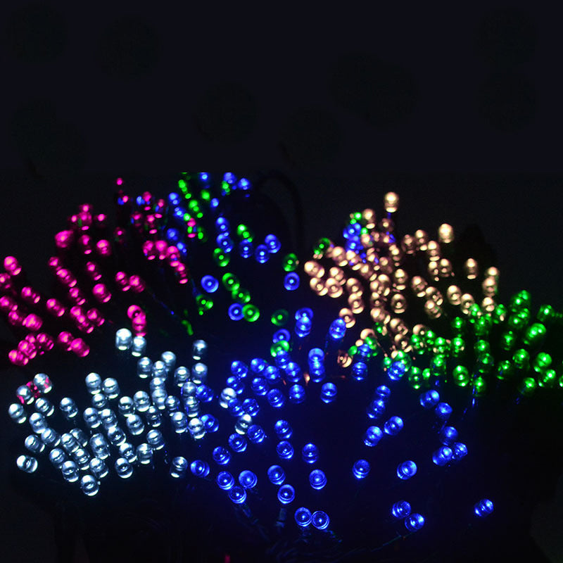 Bead Shape Fairy Lighting Artistic Plastic 50 Bulbs 23ft Black Solar LED String Light