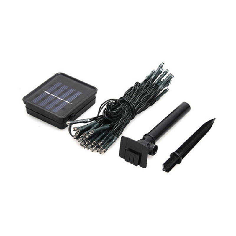 Bead Shape Fairy Lighting Artistic Plastic 50 Bulbs 23ft Black Solar LED String Light