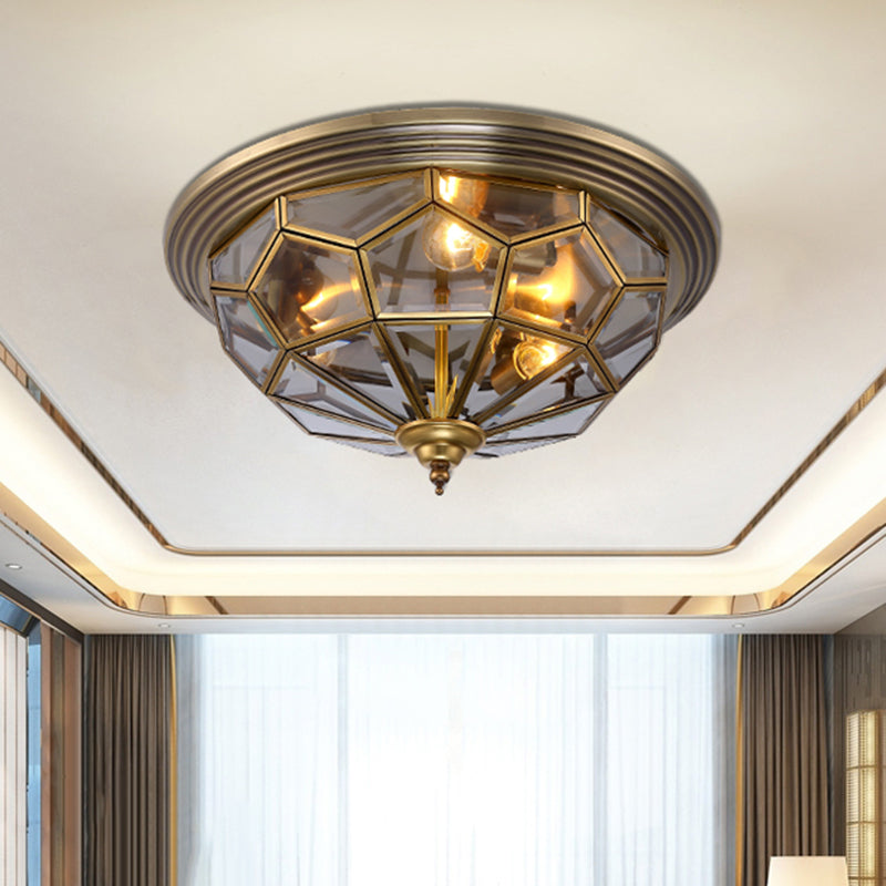 Plafonnier encastré en forme de bol pour couloir, luminaire Vintage en verre gris fumé et Nickel