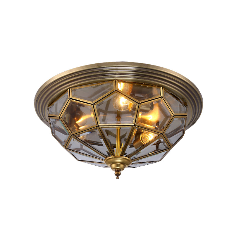 Plafonnier encastré en forme de bol pour couloir, luminaire Vintage en verre gris fumé et Nickel