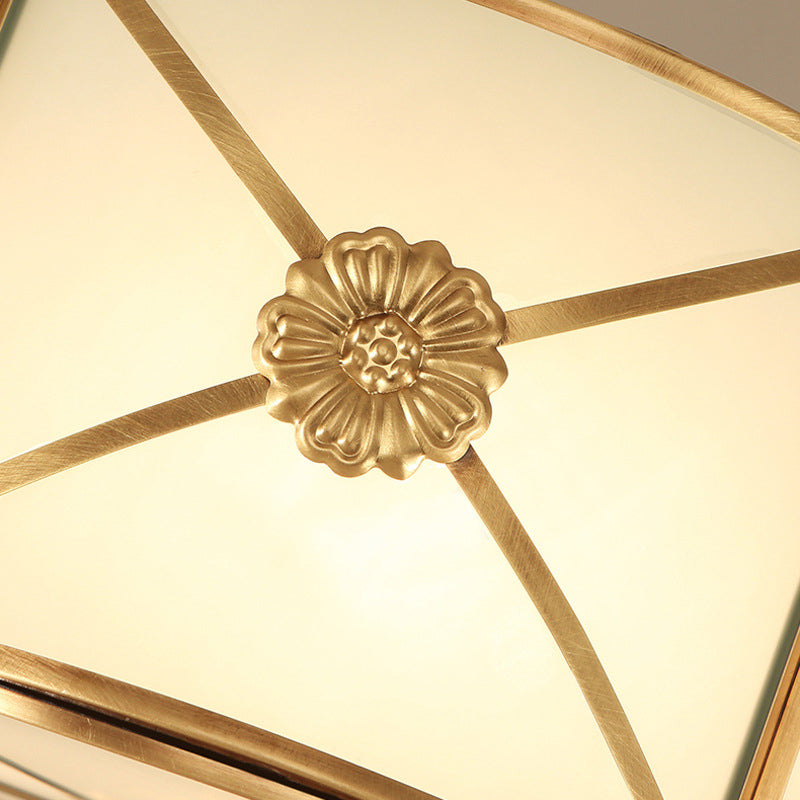 Scalloped Edge Living Room Flush Mount Lighting Classic Frost Glass Gold Flush Light