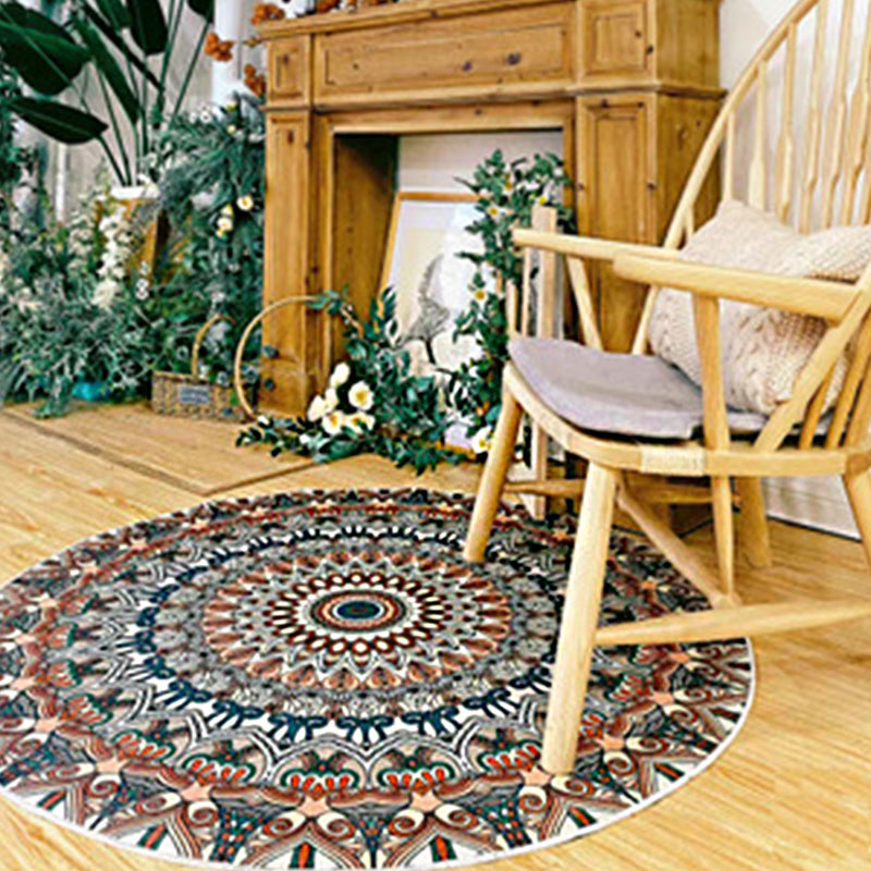 Ethnic Multi Color Floral Rug Synthetics Persian Carpet Anti-Slip Backing Pet Friendly Machine Washable Rug for Great Room