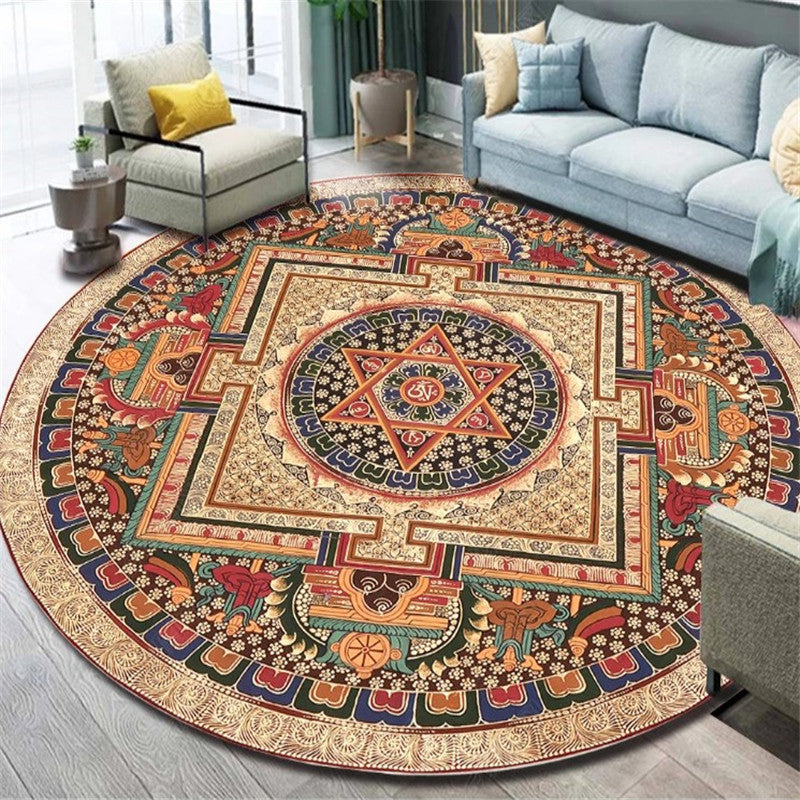 Ethnic Multi Color Floral Rug Synthetics Persian Carpet Anti-Slip Backing Pet Friendly Machine Washable Rug for Great Room