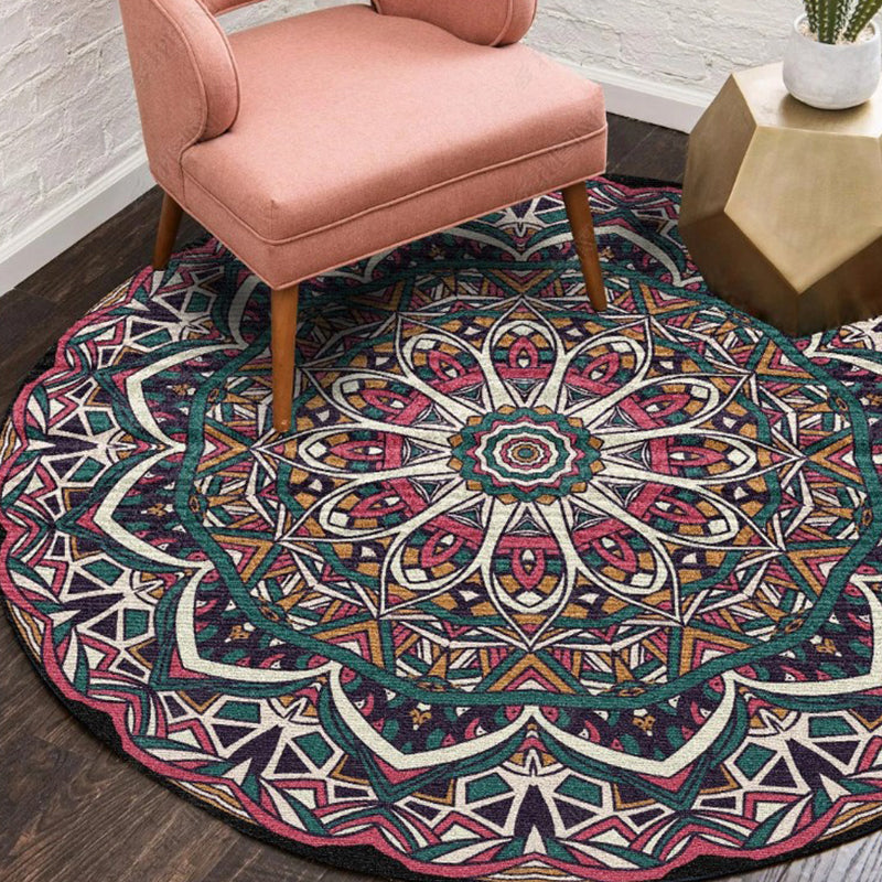 Ethnic Multi Color Floral Rug Synthetics Persian Carpet Anti-Slip Backing Pet Friendly Machine Washable Rug for Great Room