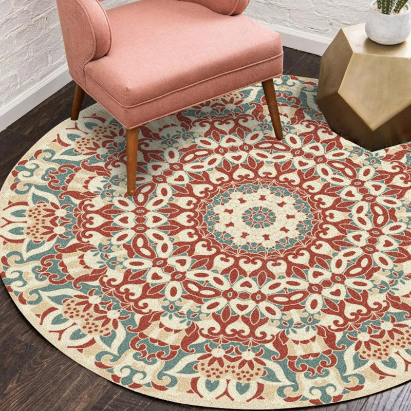 Ethnic Multi Color Floral Rug Synthetics Persian Carpet Anti-Slip Backing Pet Friendly Machine Washable Rug for Great Room