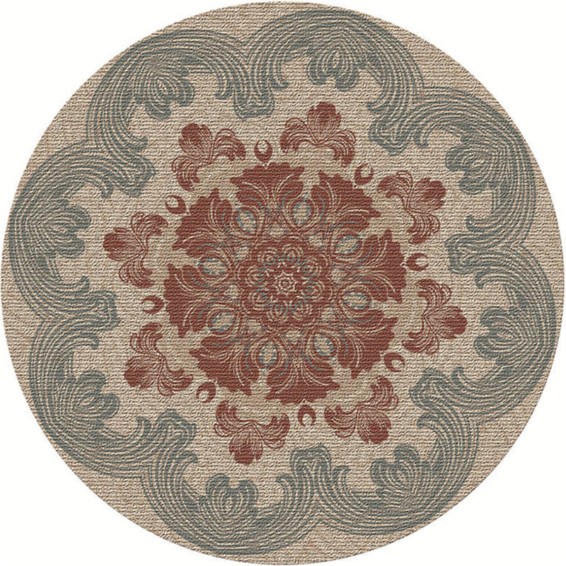 Moroccan Living Room Rug Multi-Color Flower Rug Polyester Machine Washable Stain Resistant Non-Slip Backing Area Carpet