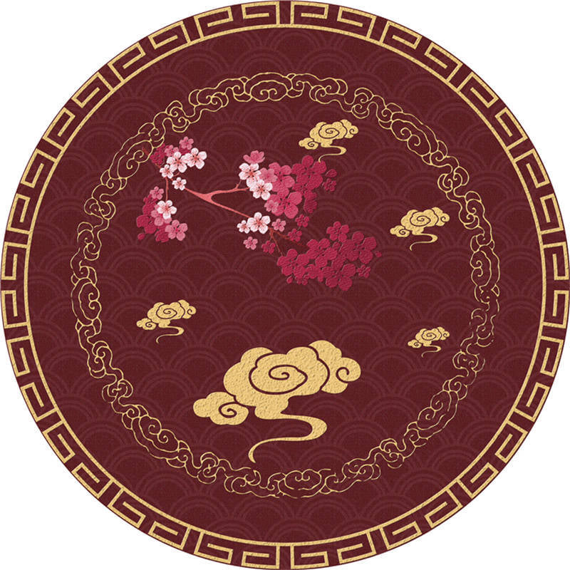 Moroccan Living Room Rug Multi-Color Flower Rug Polyester Machine Washable Stain Resistant Non-Slip Backing Area Carpet