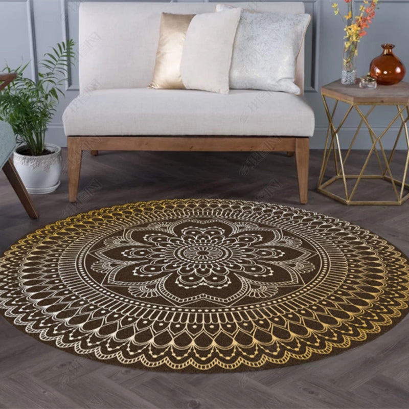 Chic Tribal Patterned Rug Multi Colored Moroccan Rug Polyester Anti-Slip Backing Washable Pet Friendly Carpet for Bedroom