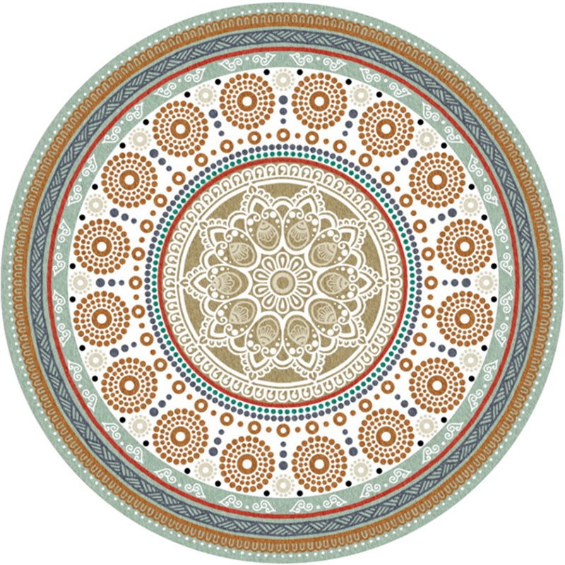 Chic Tribal Patterned Rug Multi Colored Moroccan Rug Polyester Anti-Slip Backing Washable Pet Friendly Carpet for Bedroom