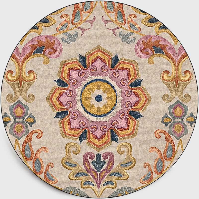 Classic Moroccan Indoor Rug Multicolor Flower Carpet Non-Slip Machine Washable Stain Resistant Rug for Living Room