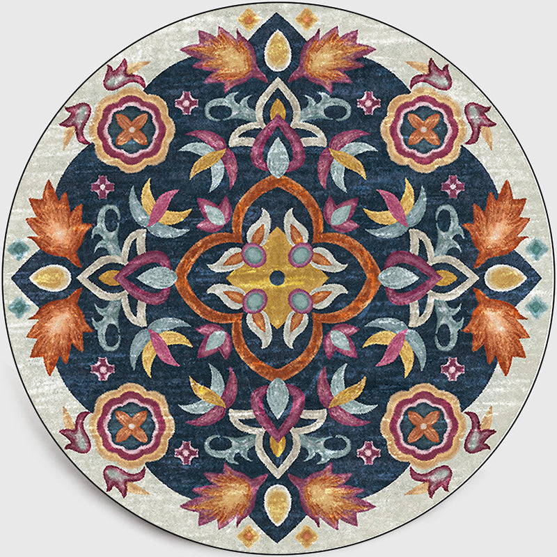 Classic Moroccan Indoor Rug Multicolor Flower Carpet Non-Slip Machine Washable Stain Resistant Rug for Living Room