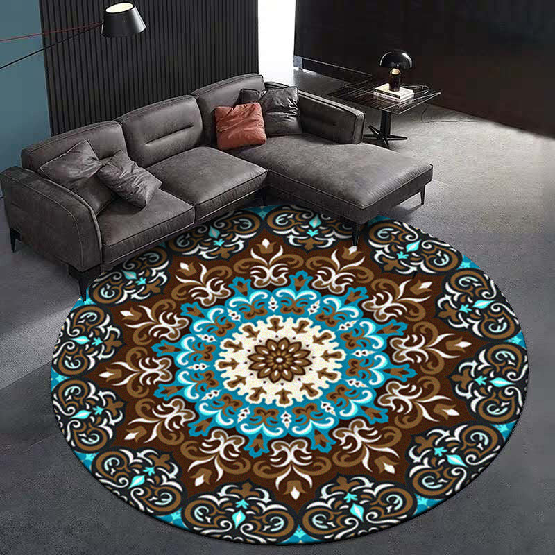 Multi-Colored Living Room Rug Turkish Floral Swirl Rug Synthetics Anti-Slip Pet Friendly Machine Washable Area Carpet