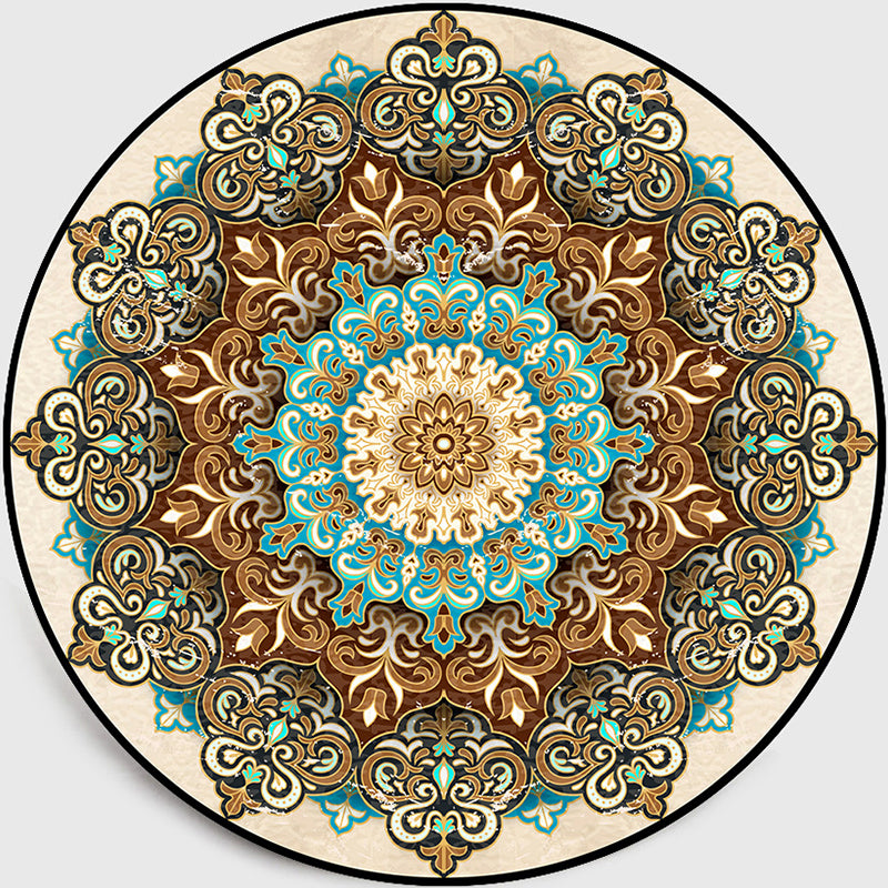 Multi-Colored Living Room Rug Turkish Floral Swirl Rug Synthetics Anti-Slip Pet Friendly Machine Washable Area Carpet