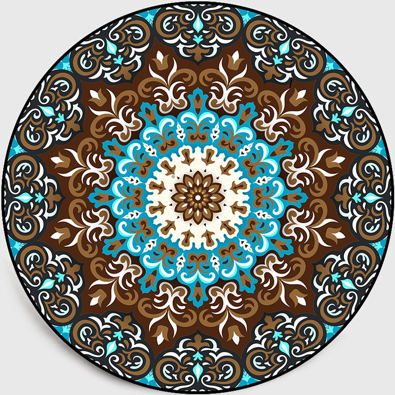 Multi-Colored Living Room Rug Turkish Floral Swirl Rug Synthetics Anti-Slip Pet Friendly Machine Washable Area Carpet