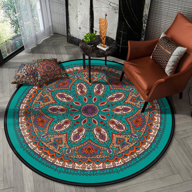 Nostalgic Multicolor Tribal Print Rug Polypropylene Moroccan Carpet Pet Friendly Stain Resistant Non-Slip Rug for Great Room