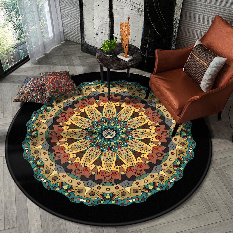 Nostalgic Multicolor Tribal Print Rug Polypropylene Moroccan Carpet Pet Friendly Stain Resistant Non-Slip Rug for Great Room