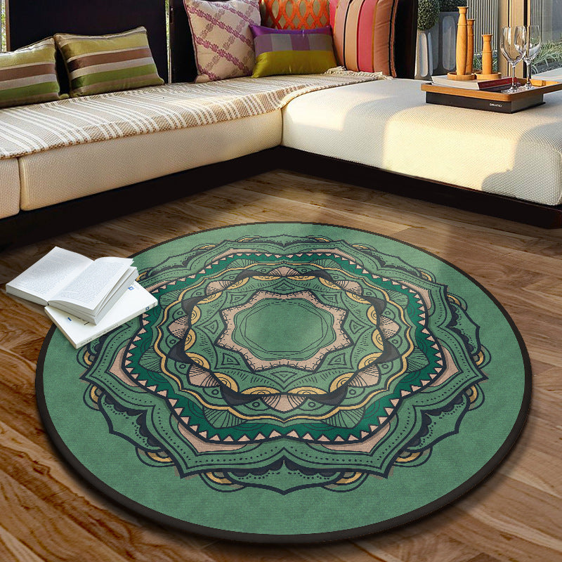 Multi Color Moroccan Rug Synthetics Blossom Patterned Carpet Anti-Slip Backing Stain Resistant Machine Washable Rug for Dining Room