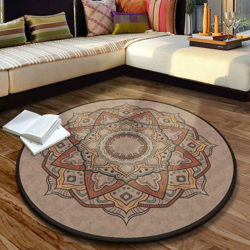 Multi Color Moroccan Rug Synthetics Blossom Patterned Carpet Anti-Slip Backing Stain Resistant Machine Washable Rug for Dining Room